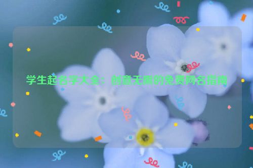 学生起名字大全：创意无限的免费网名指南