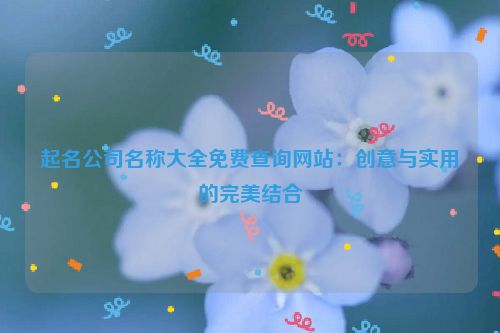起名公司名称大全免费查询网站：创意与实用的完美结合