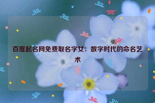 百度起名网免费取名字女：数字时代的命名艺术