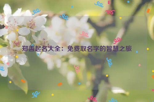郑善起名大全：免费取名字的智慧之旅