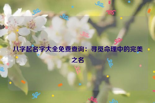 八字起名字大全免费查询：寻觅命理中的完美之名