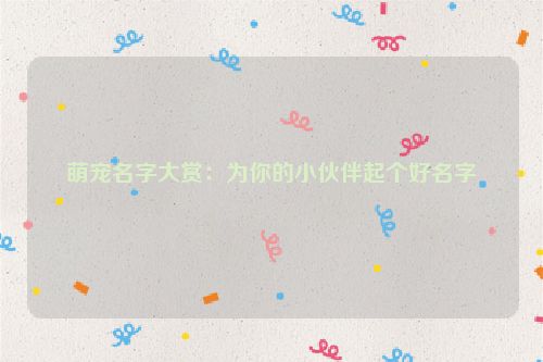 萌宠名字大赏：为你的小伙伴起个好名字