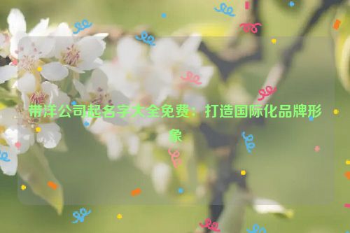 带洋公司起名字大全免费：打造国际化品牌形象