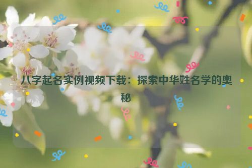 八字起名实例视频下载：探索中华姓名学的奥秘