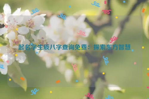 起名字生辰八字查询免费：探索东方智慧