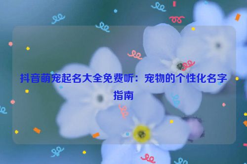 抖音萌宠起名大全免费听：宠物的个性化名字指南