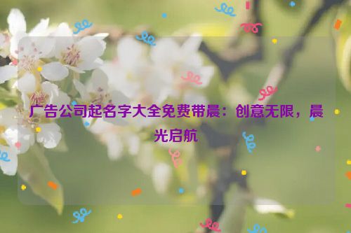 广告公司起名字大全免费带晨：创意无限，晨光启航